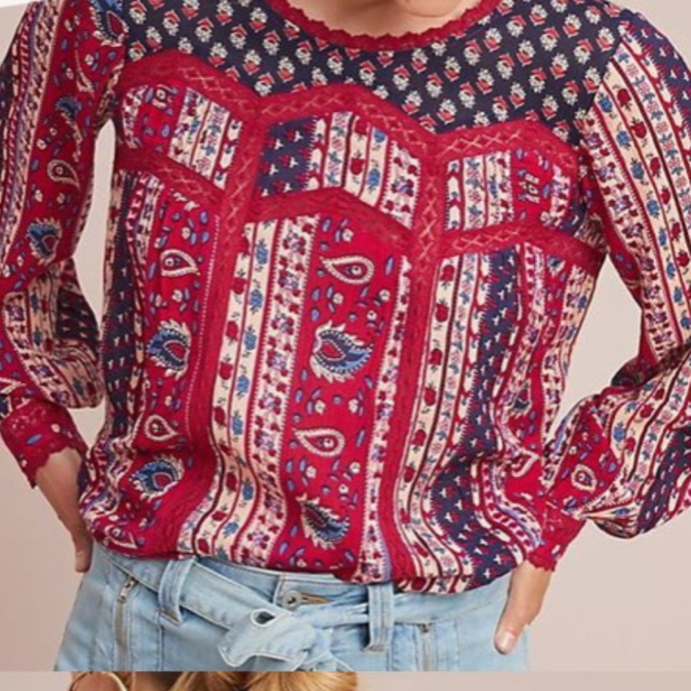 Anthropologie Maeve paisley long sleeve blouse